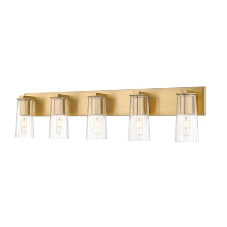 Z-Lite Titus 5 Light Vanity, 40in. W x 9.5in. H, Modern Gold 826-5V-MGLD